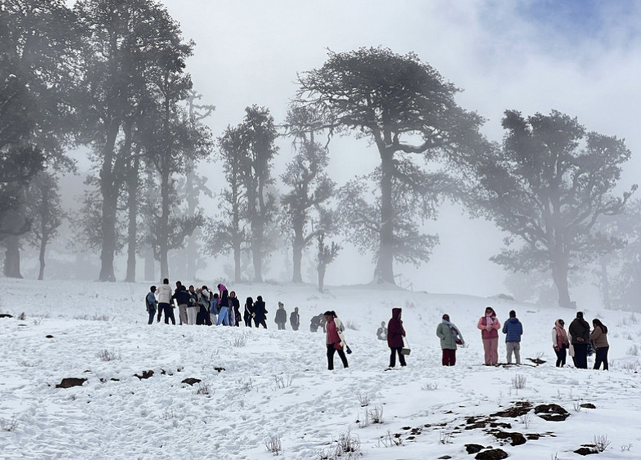 हिउँ खेल्न पर्यटक पातिहाल्नेमा