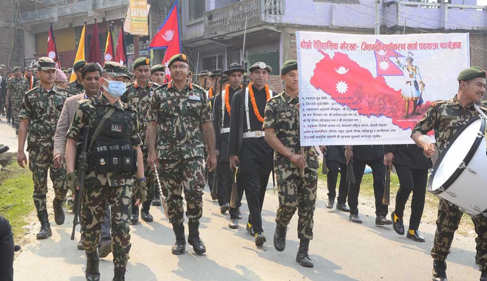 गोरखादेखि बुटवल जितगढीका लागि नेपाली सेनाको पदयात्रा शुरु