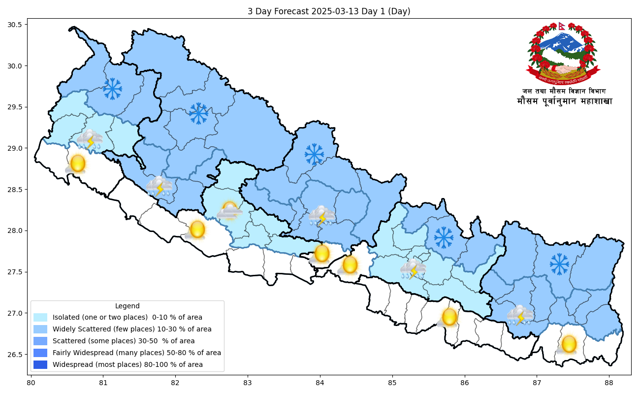 देशका अधिकांश भागमा आज मौसम सफा रहने