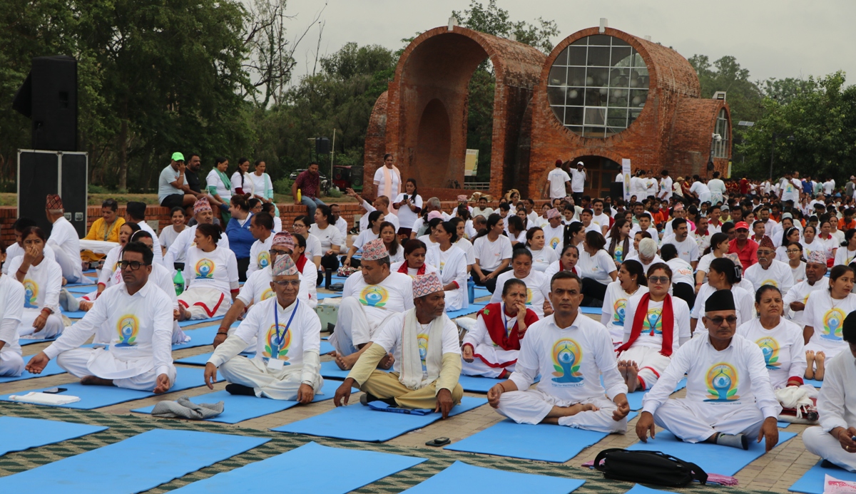 लुम्बिनीमा मनाइयो अन्तर्राष्ट्रिय योग दिवस