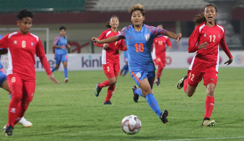 महिला फुटबलमा नेपालद्वारा भारत पराजित