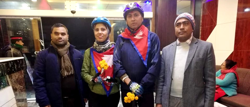 तिलोत्तमामा साइकलयात्रीलाई  स्वागत