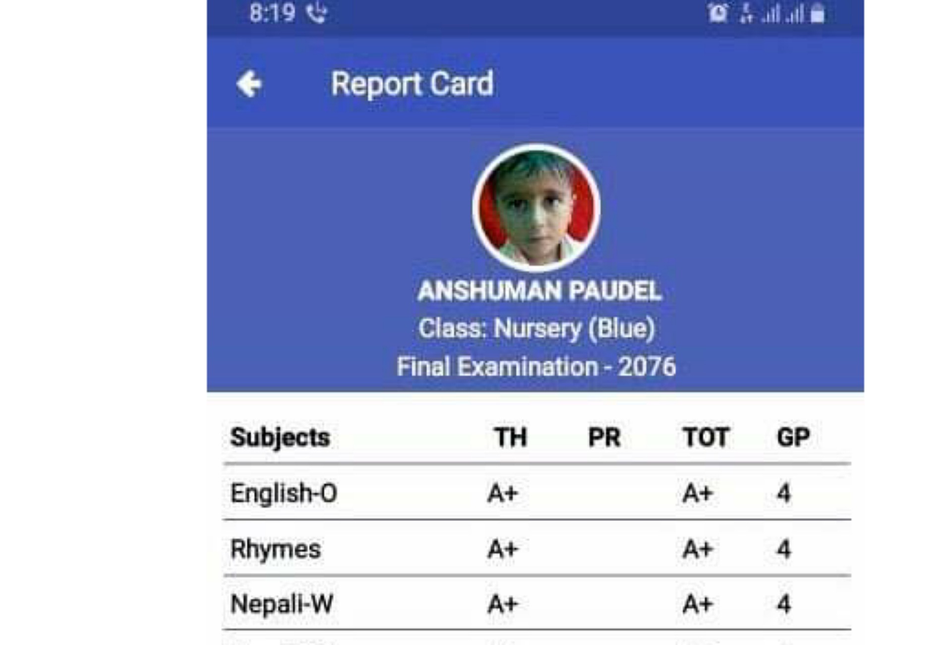 अनलाइन मार्फत सगरमाथा मा.बि.को नतिजा सार्वजनिक