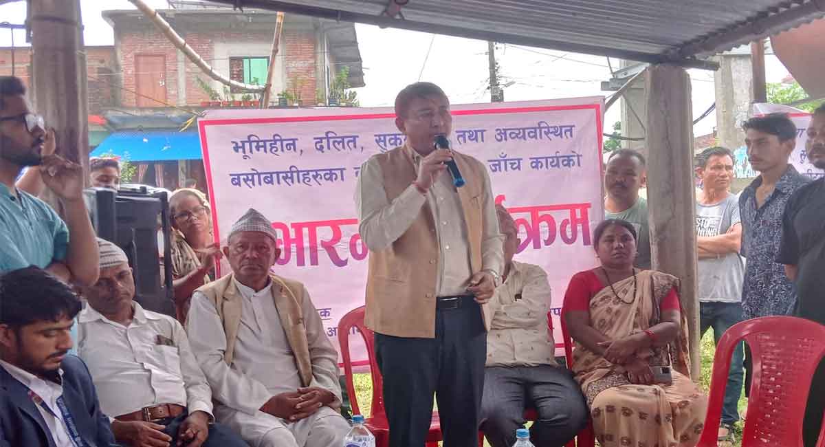तिलोत्तमामा भूमिहिन सुकुमबासीहरुको जग्गा नाप जाँचको काम सुरु