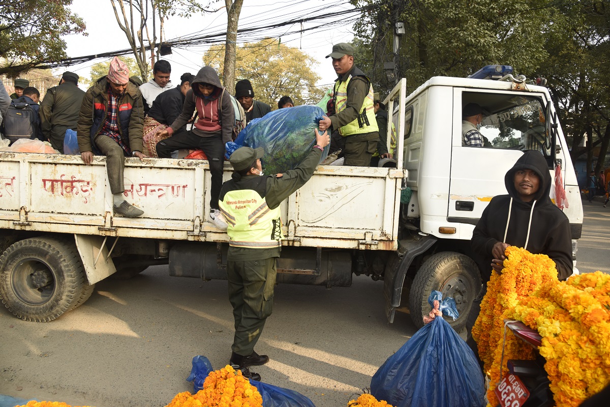 फूल बेच्नेलाई महानगरले आफ्नै गाडीमा राखेर बिक्री स्थल पुर्‍यायाे